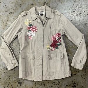 BKE Floral Embroidered Cottagecore/Bohemian Utility Jacket Woman Size Medium M